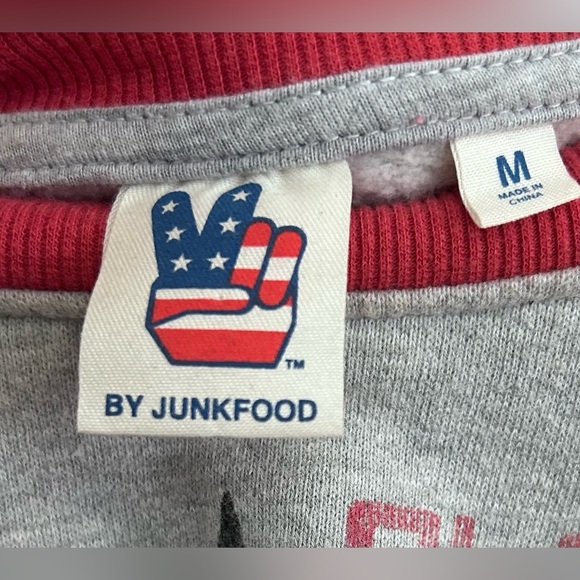 Junk Food Blast Off Missile Command Retro Raglan Sweatshirt Gray Red M Gamer - Picture 6 of 6